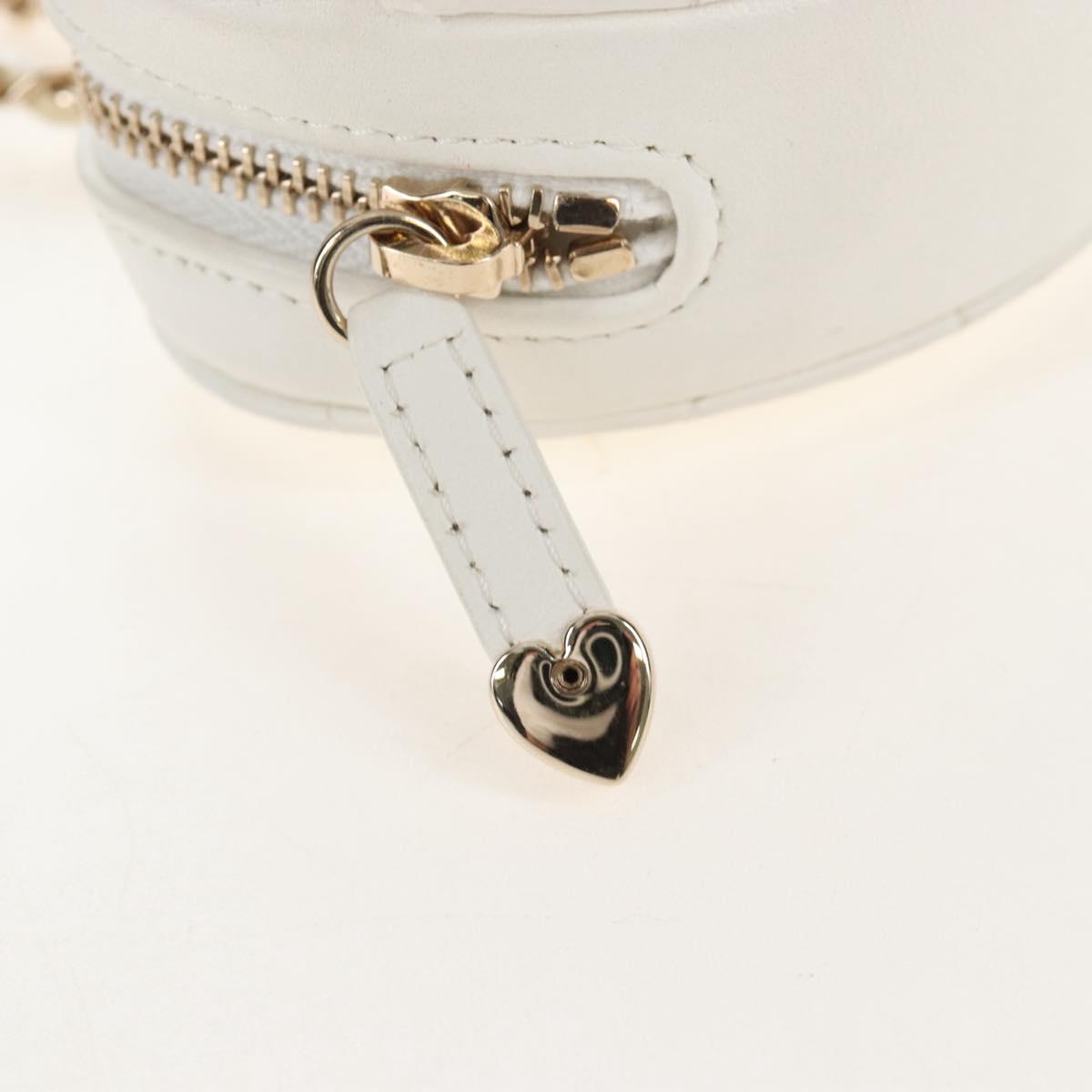 CHANEL Matelasse Chain Shoulder Pouch Lamb Skin White Gold CC Auth 208209M