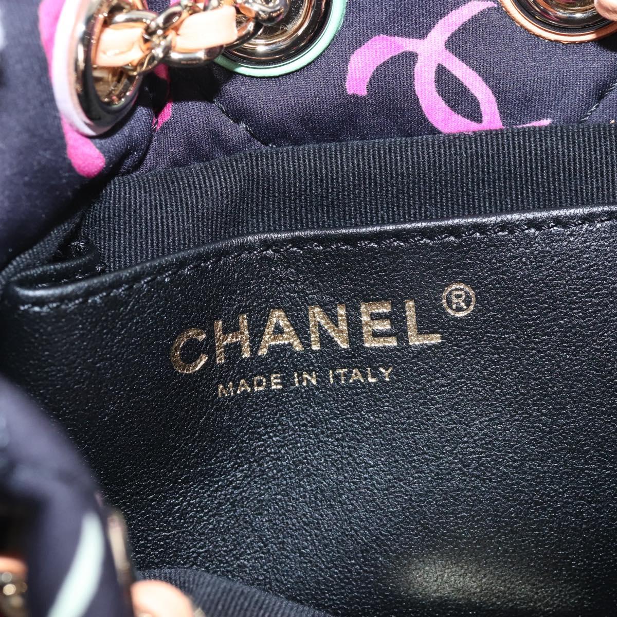 CHANEL Matelasse Chain Backpack Cotton Navy Gold CC Auth 208212SM