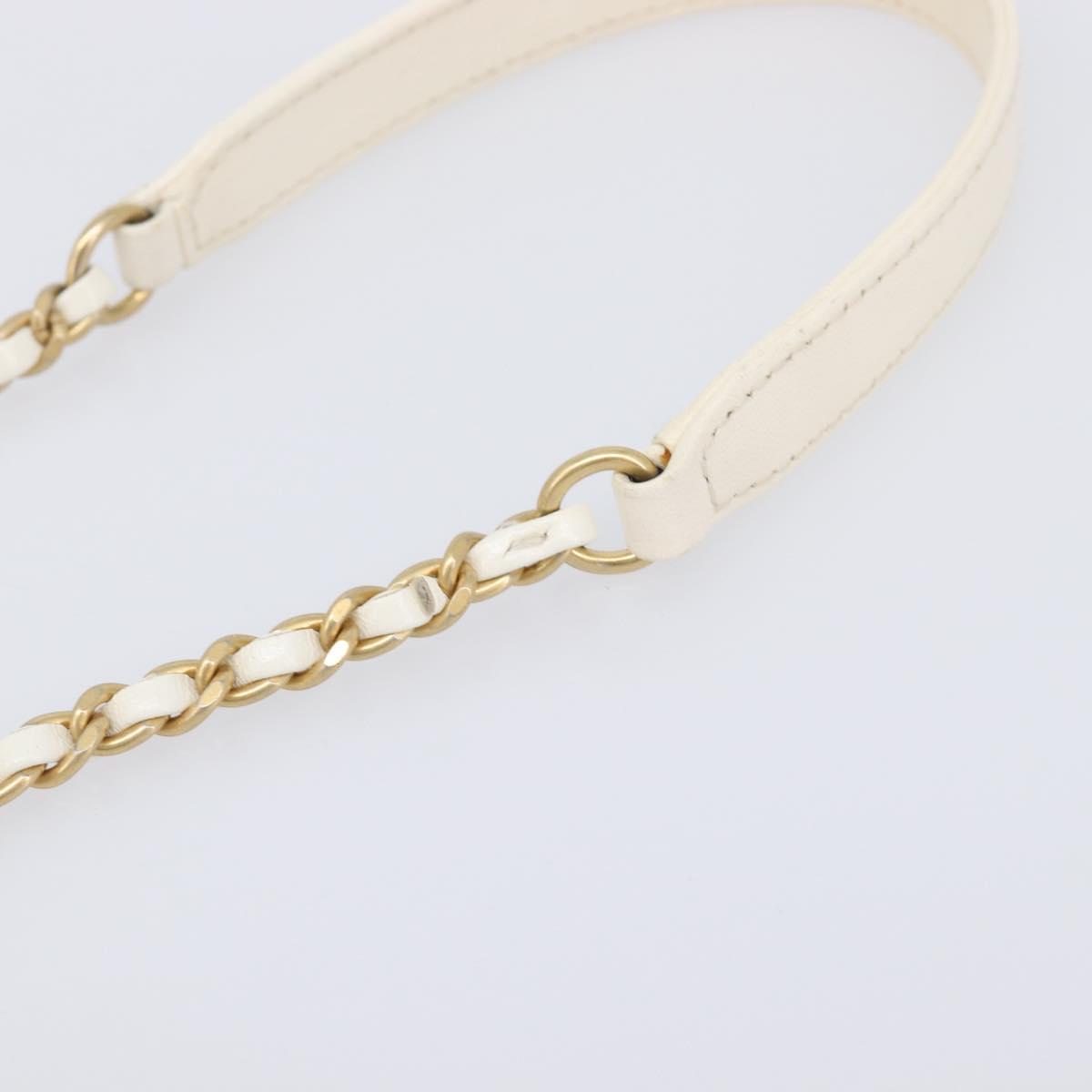 CHANEL Matelasse Chain Vanity Shoulder Bag Lamb Skin Ivory Gold CC Auth 208213M