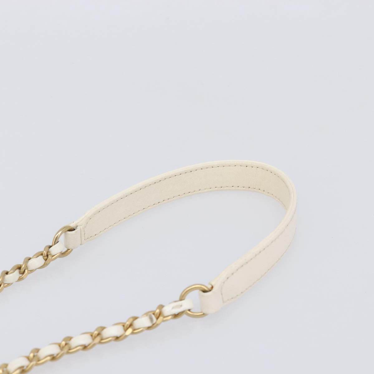 CHANEL Matelasse Chain Vanity Shoulder Bag Lamb Skin Ivory Gold CC Auth 208213M