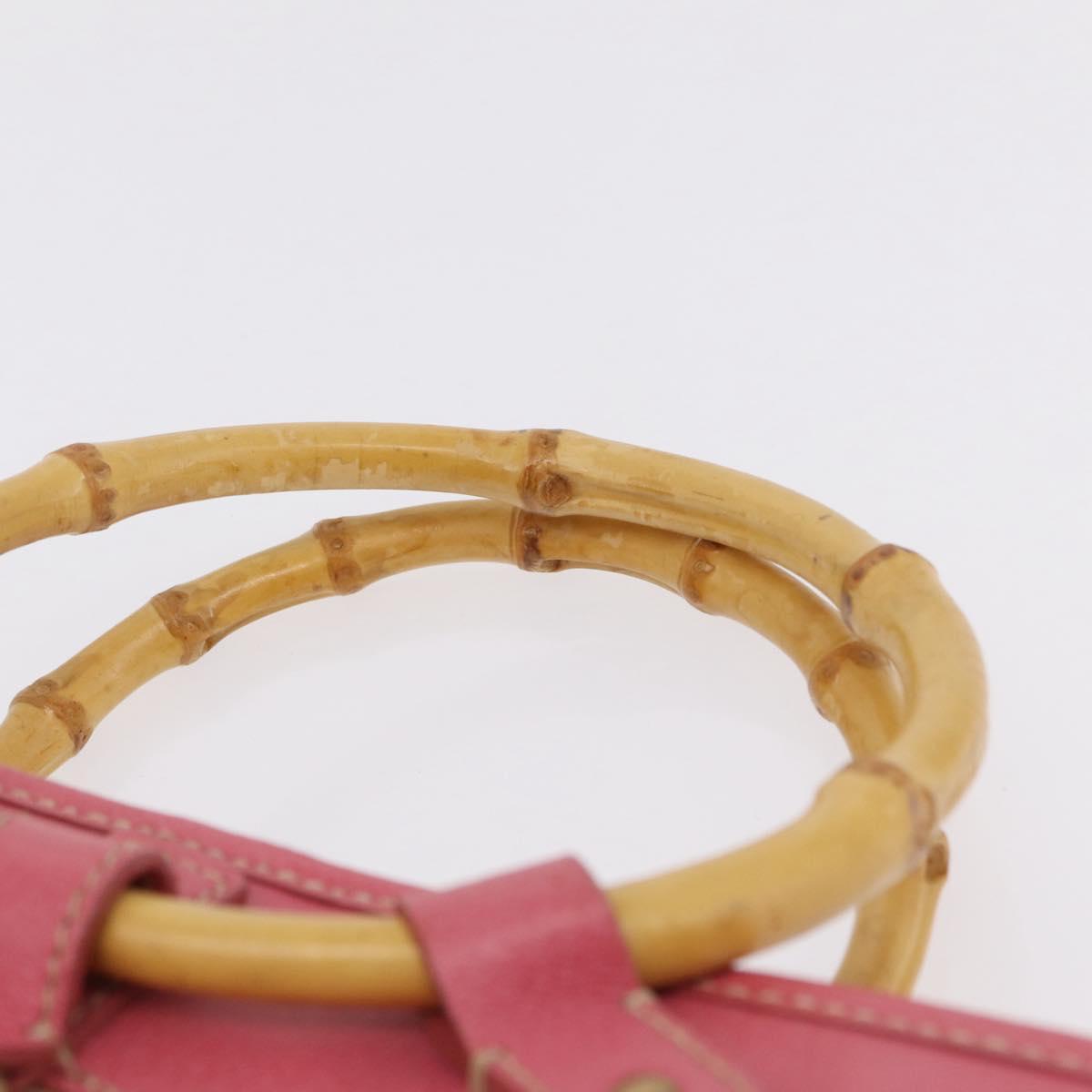 Miu Miu Bamboo Hand Bag Raffia Pink Gold Auth 208220A