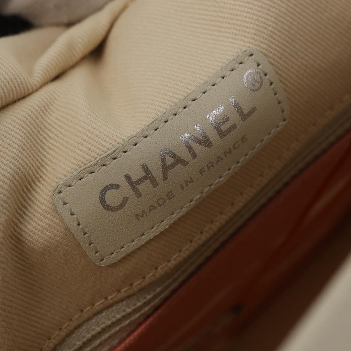 CHANEL Cruise Line Hand Bag Canvas Beige Silver CC Auth 208221A