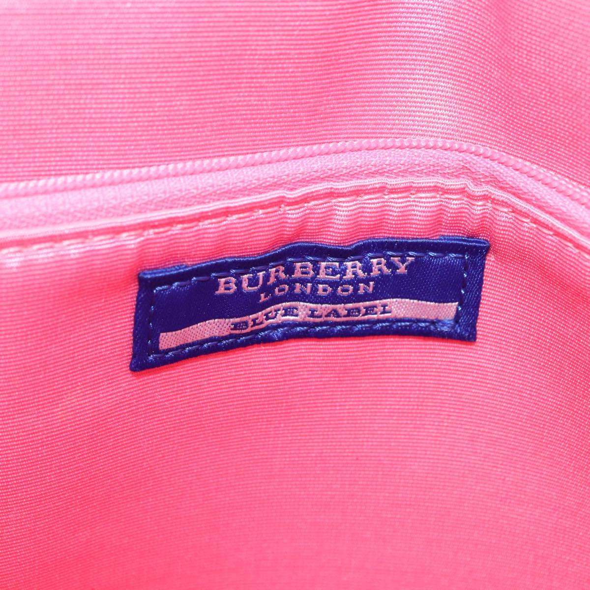 BURBERRY Blue Label Hand Bag straw Pink Gold Auth 208224A