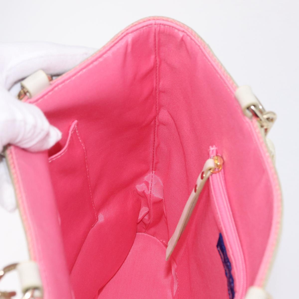 BURBERRY Blue Label Hand Bag straw Pink Gold Auth 208224A
