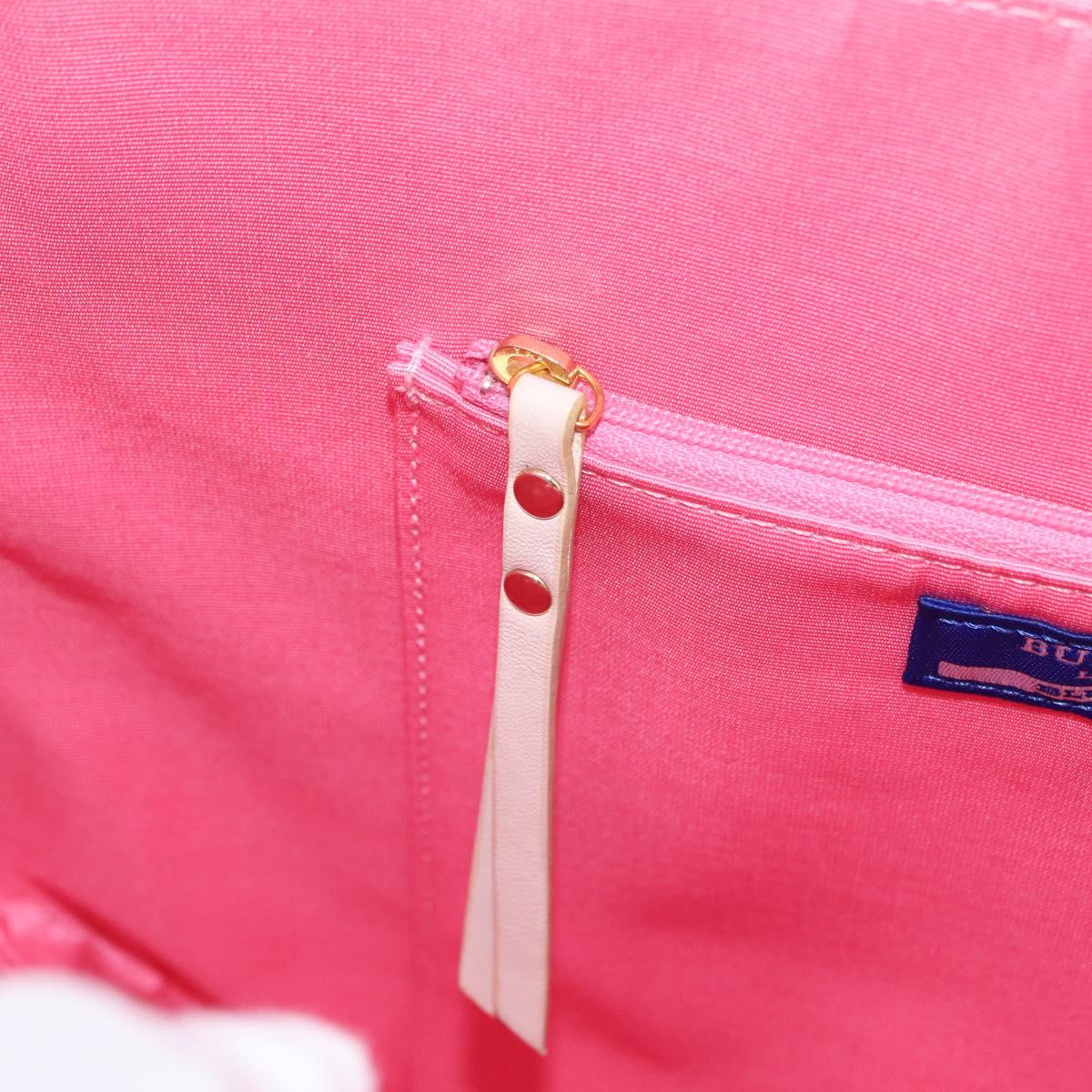 BURBERRY Blue Label Hand Bag straw Pink Gold Auth 208224A