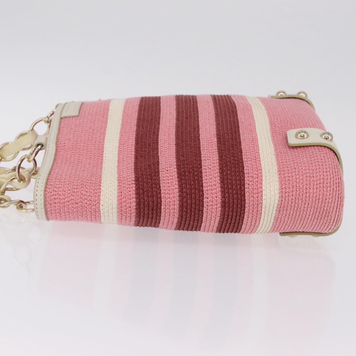 BURBERRY Blue Label Hand Bag straw Pink Gold Auth 208224A