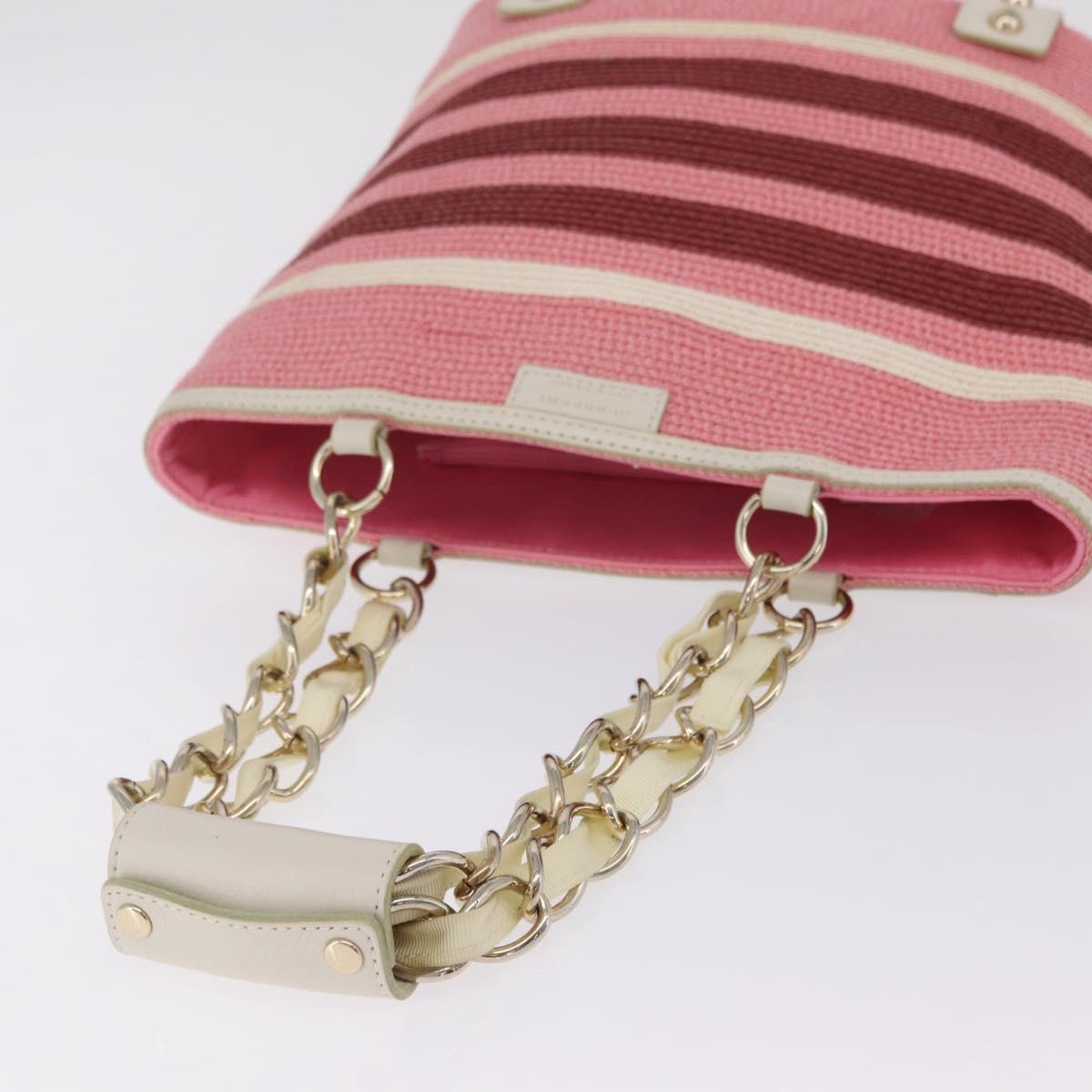 BURBERRY Blue Label Hand Bag straw Pink Gold Auth 208224A