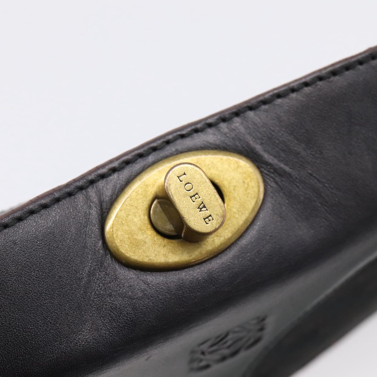 LOEWE Shoulder Bag Leather Black Gold Auth 208228V