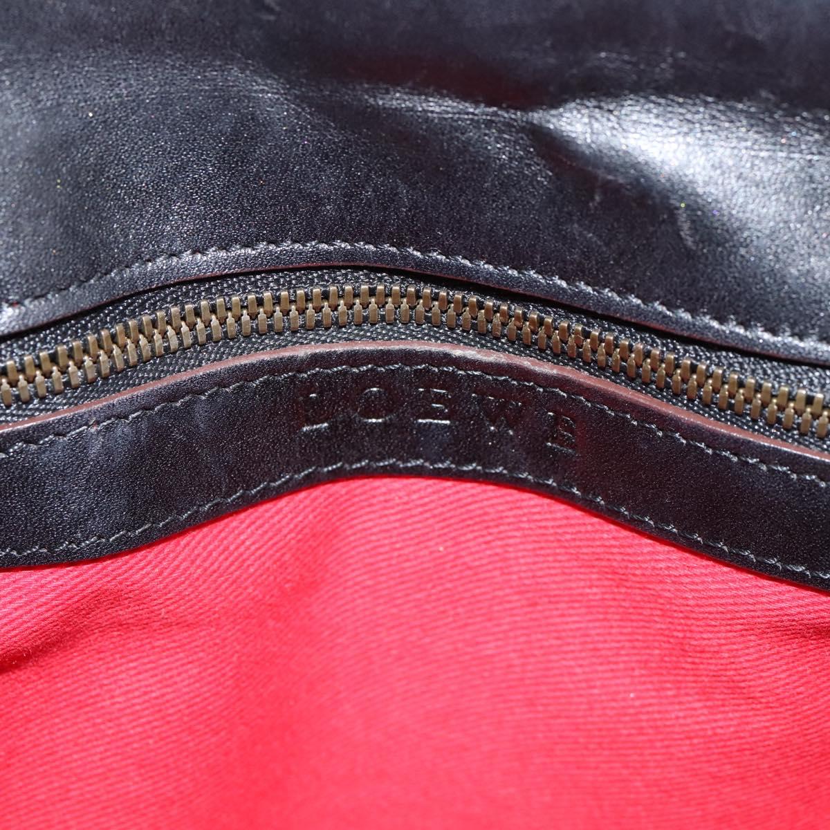 LOEWE Shoulder Bag Leather Black Gold Auth 208228V