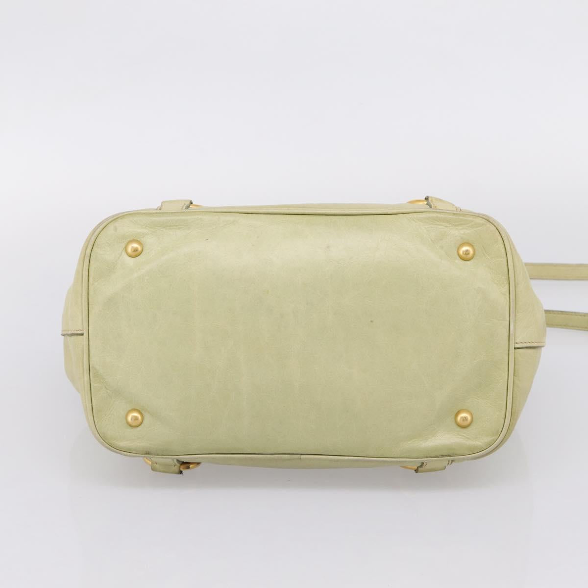 Miu Miu Hand Bag Vitellolux 2way Beige Gold Auth 208229A