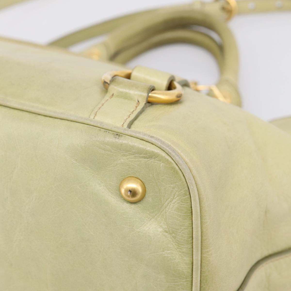 Miu Miu Hand Bag Vitellolux 2way Beige Gold Auth 208229A