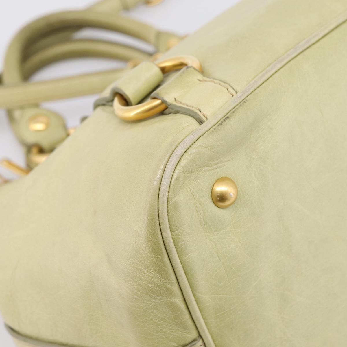 Miu Miu Hand Bag Vitellolux 2way Beige Gold Auth 208229A