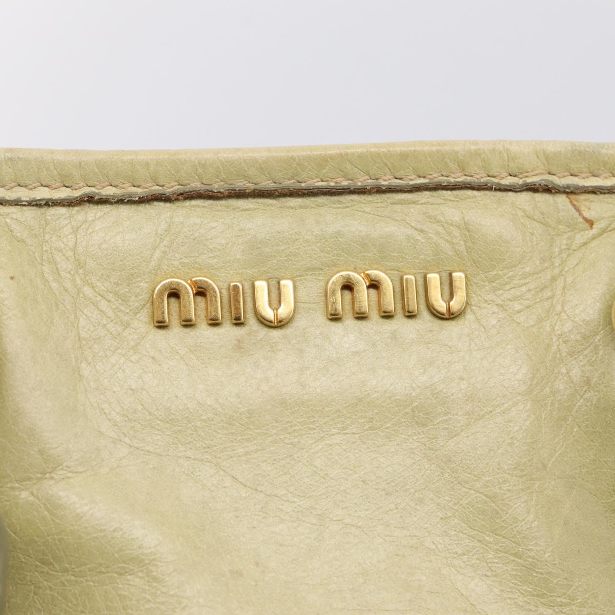 Miu Miu Hand Bag Vitellolux 2way Beige Gold Auth 208229A