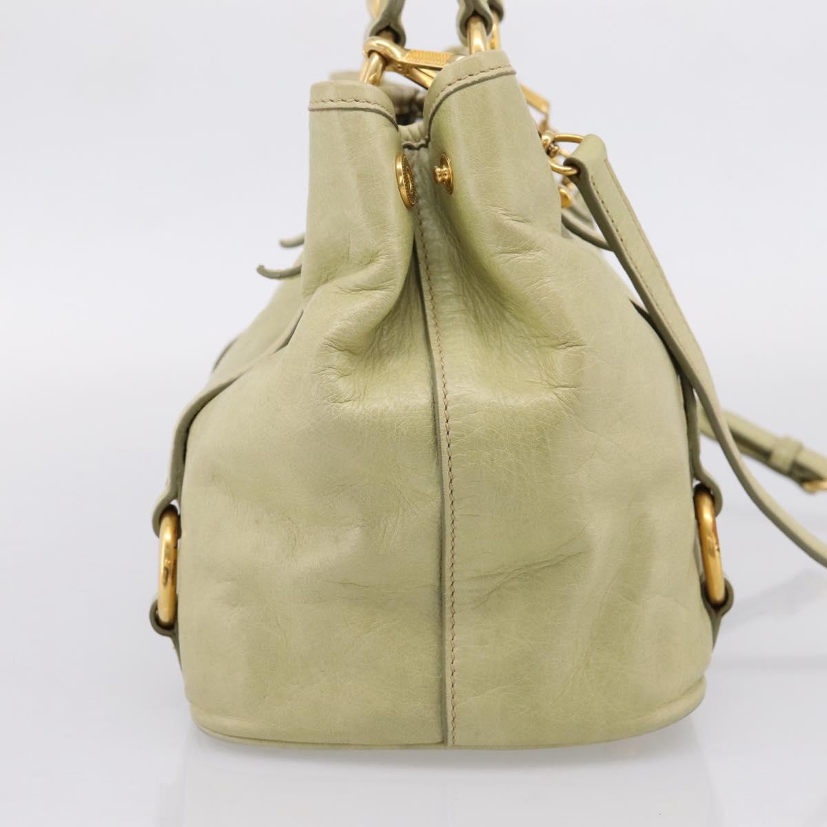 Miu Miu Hand Bag Vitellolux 2way Beige Gold Auth 208229A