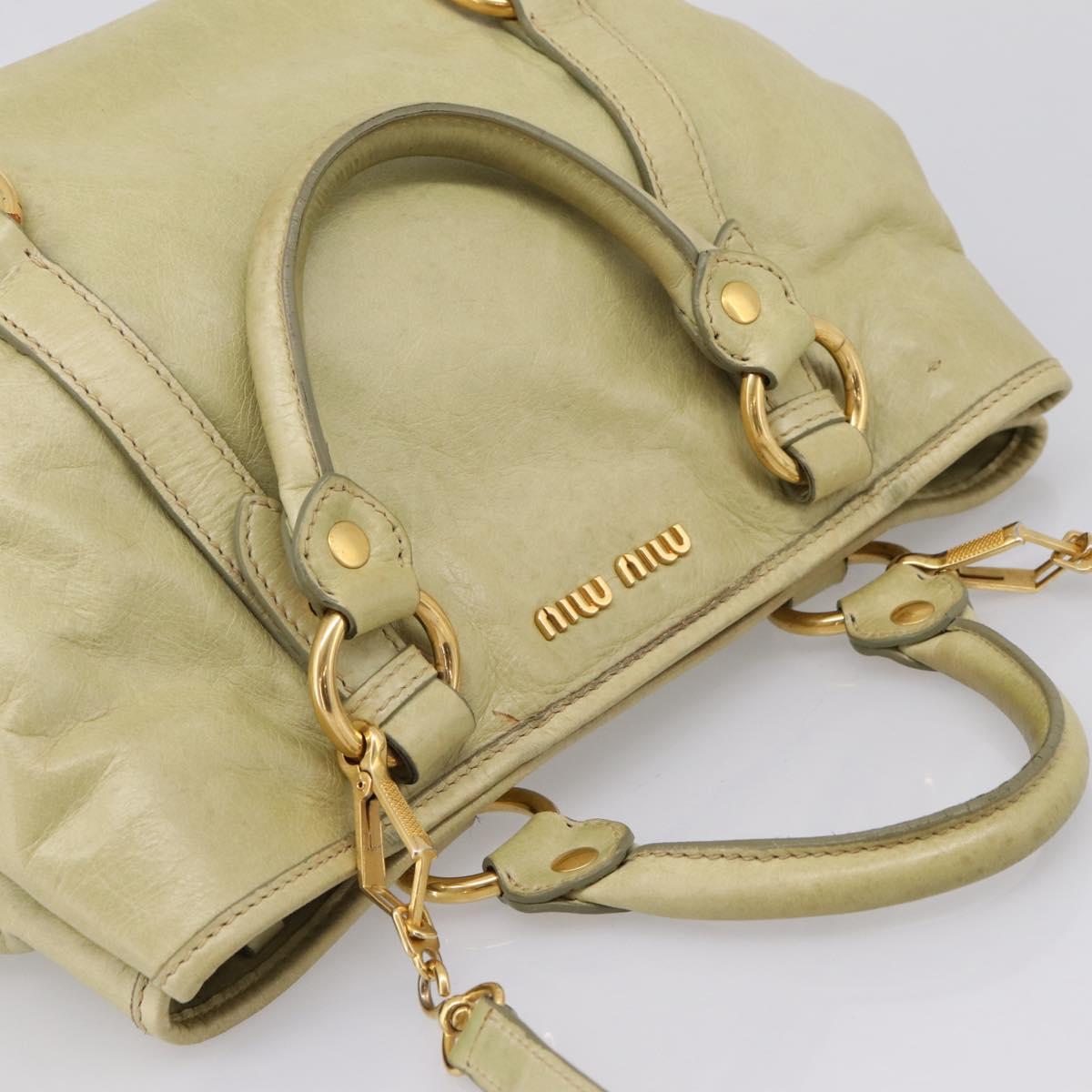 Miu Miu Hand Bag Vitellolux 2way Beige Gold Auth 208229A