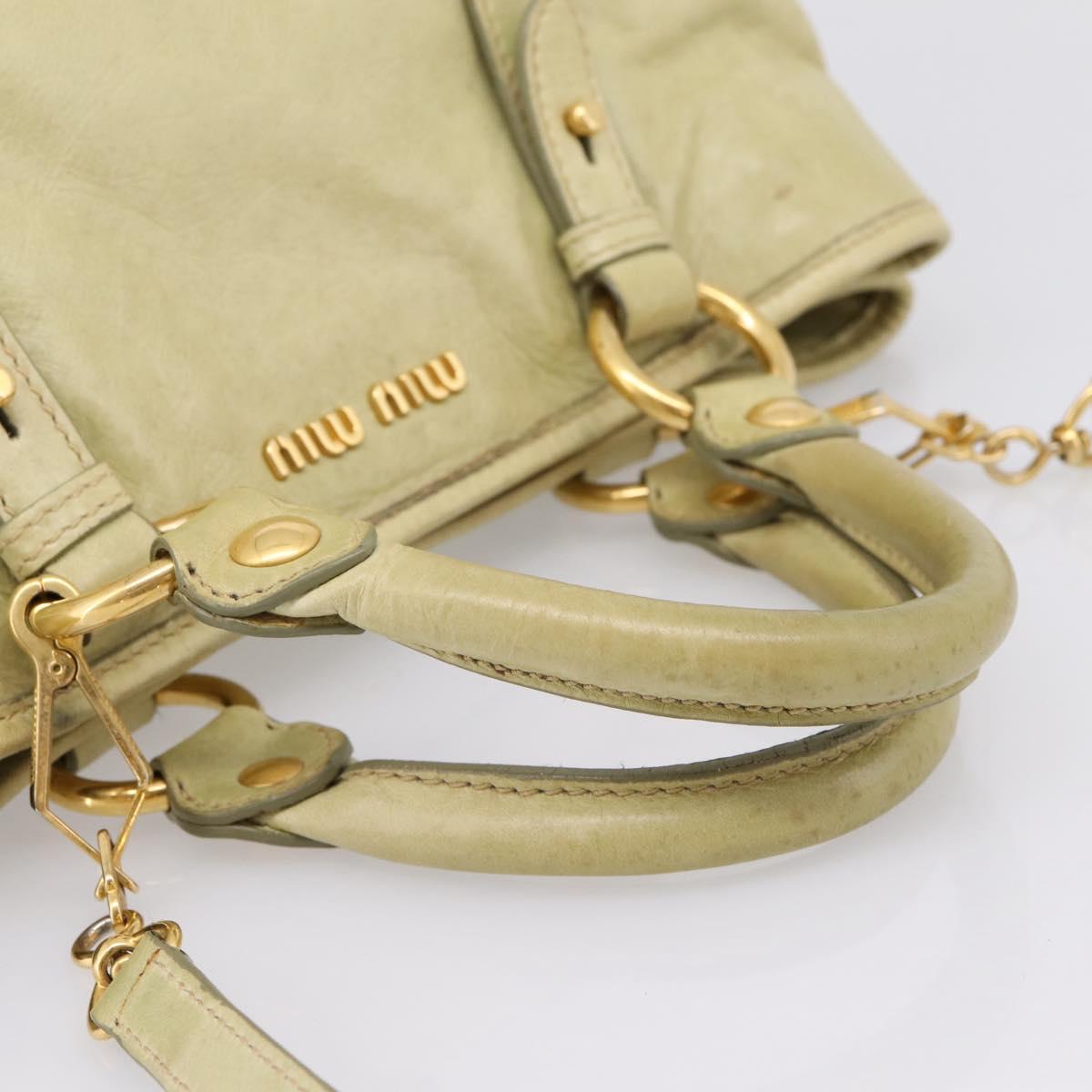 Miu Miu Hand Bag Vitellolux 2way Beige Gold Auth 208229A