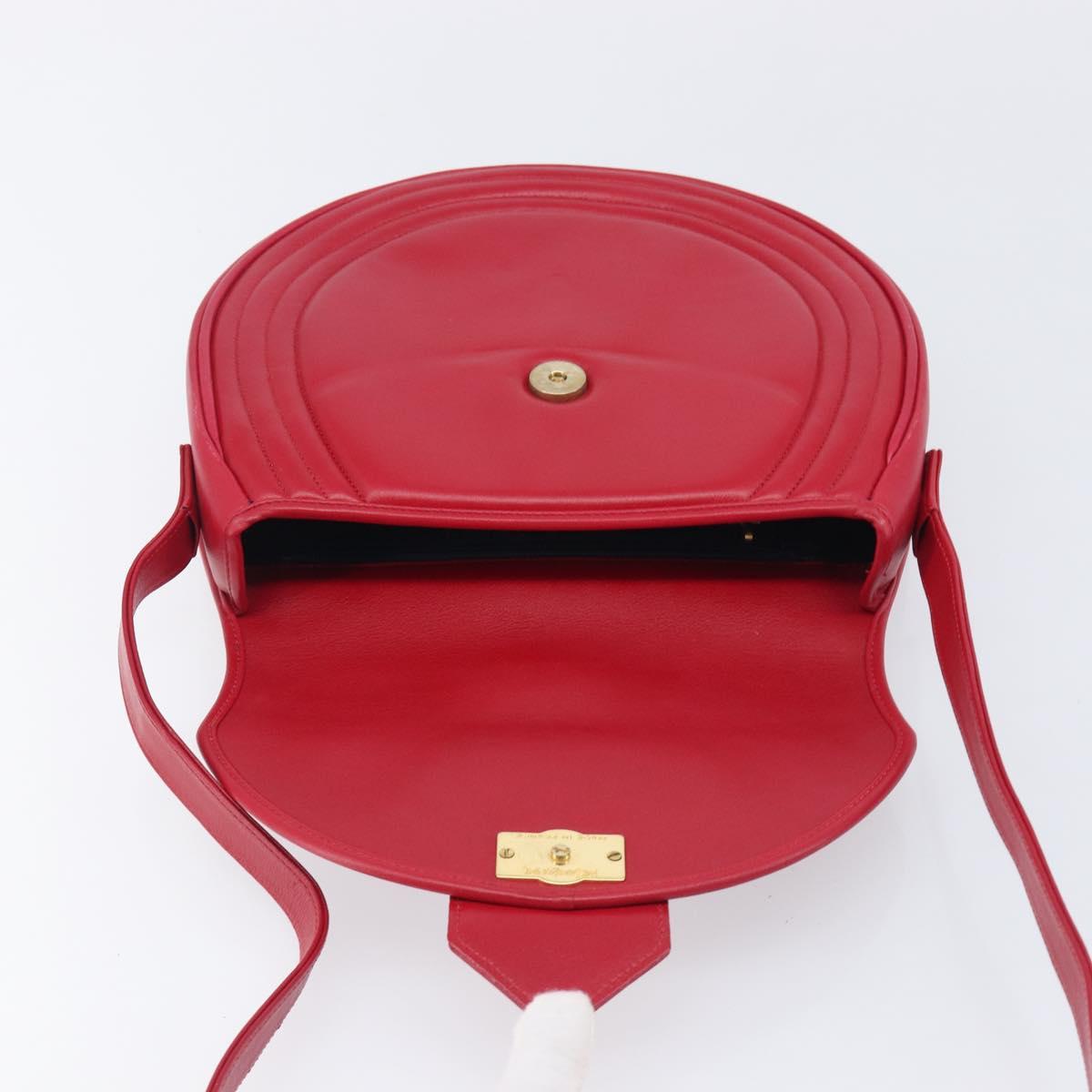 Saint Laurent Kate Shoulder Bag Leather Red Gold Auth 208231A
