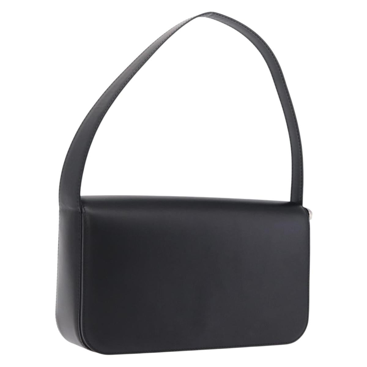 Cartier PANTHERE Shoulder Bag Leather Black Silver Auth 208235V