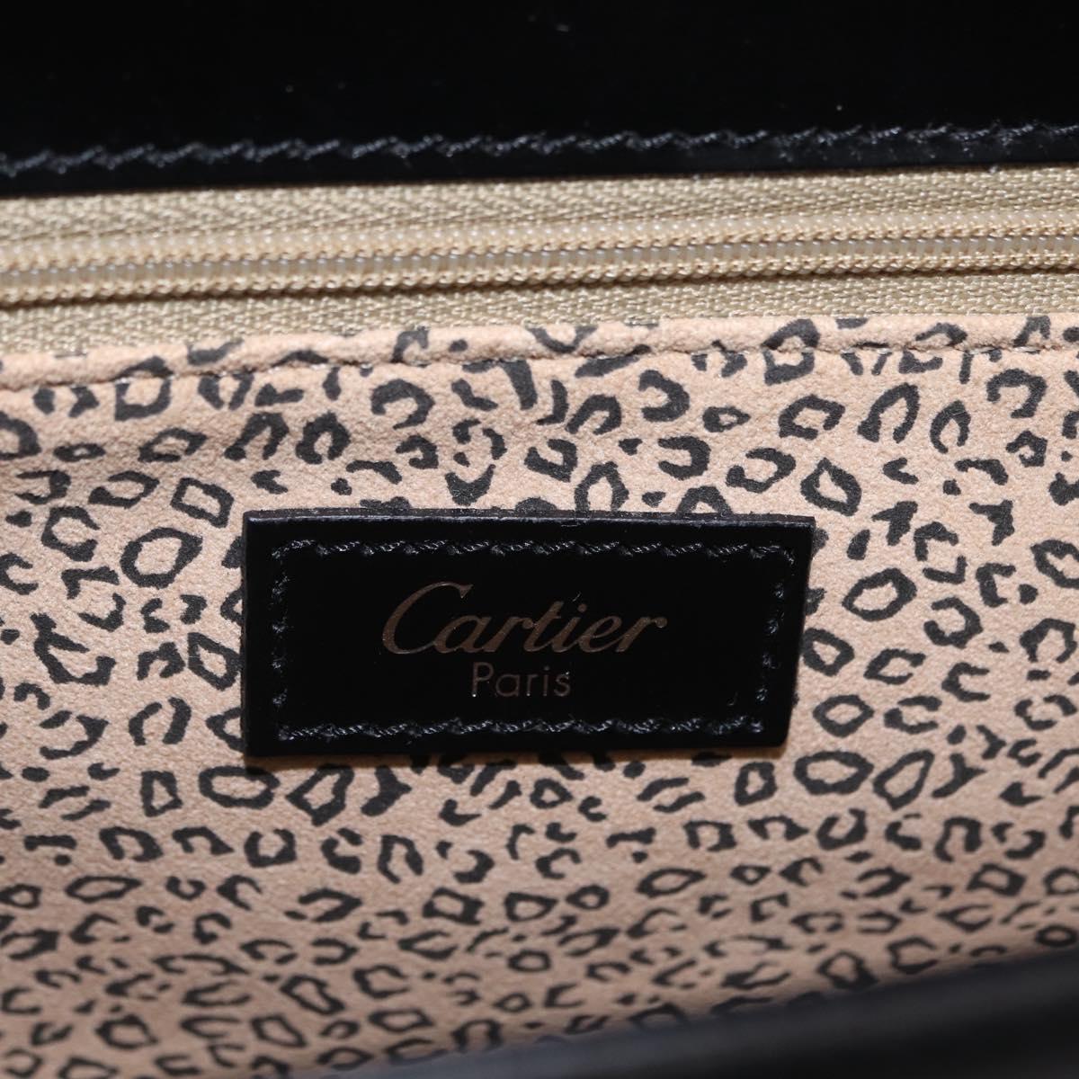 Cartier PANTHERE Shoulder Bag Leather Black Silver Auth 208235V
