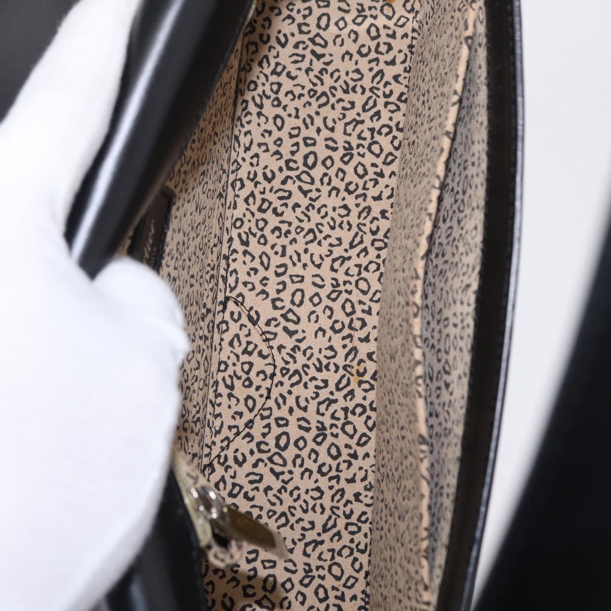 Cartier PANTHERE Shoulder Bag Leather Black Silver Auth 208235V