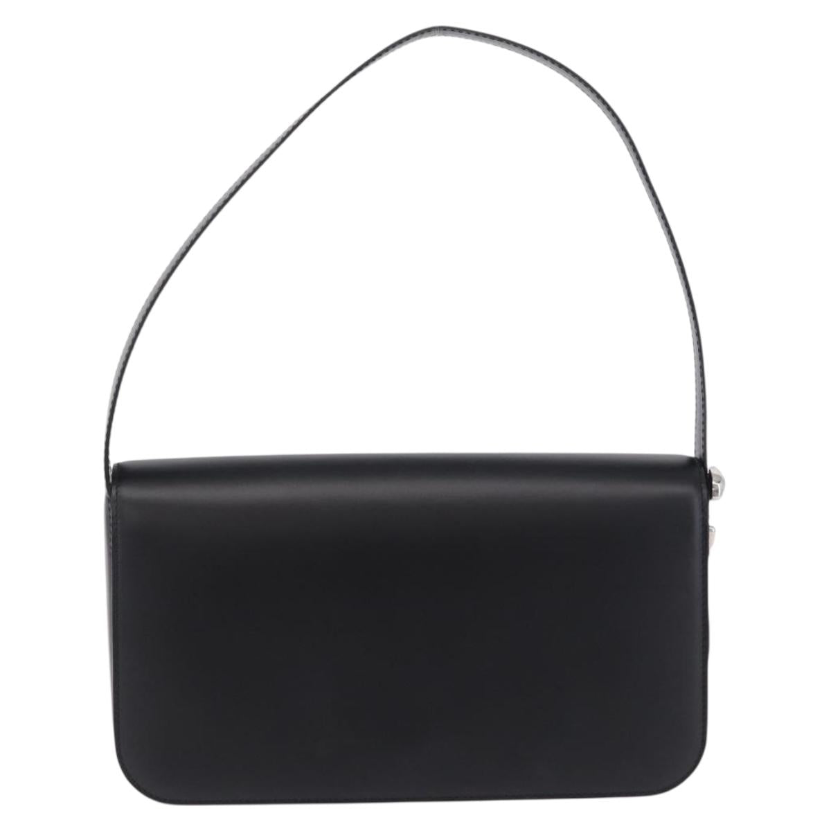 Cartier PANTHERE Shoulder Bag Leather Black Silver Auth 208235V
