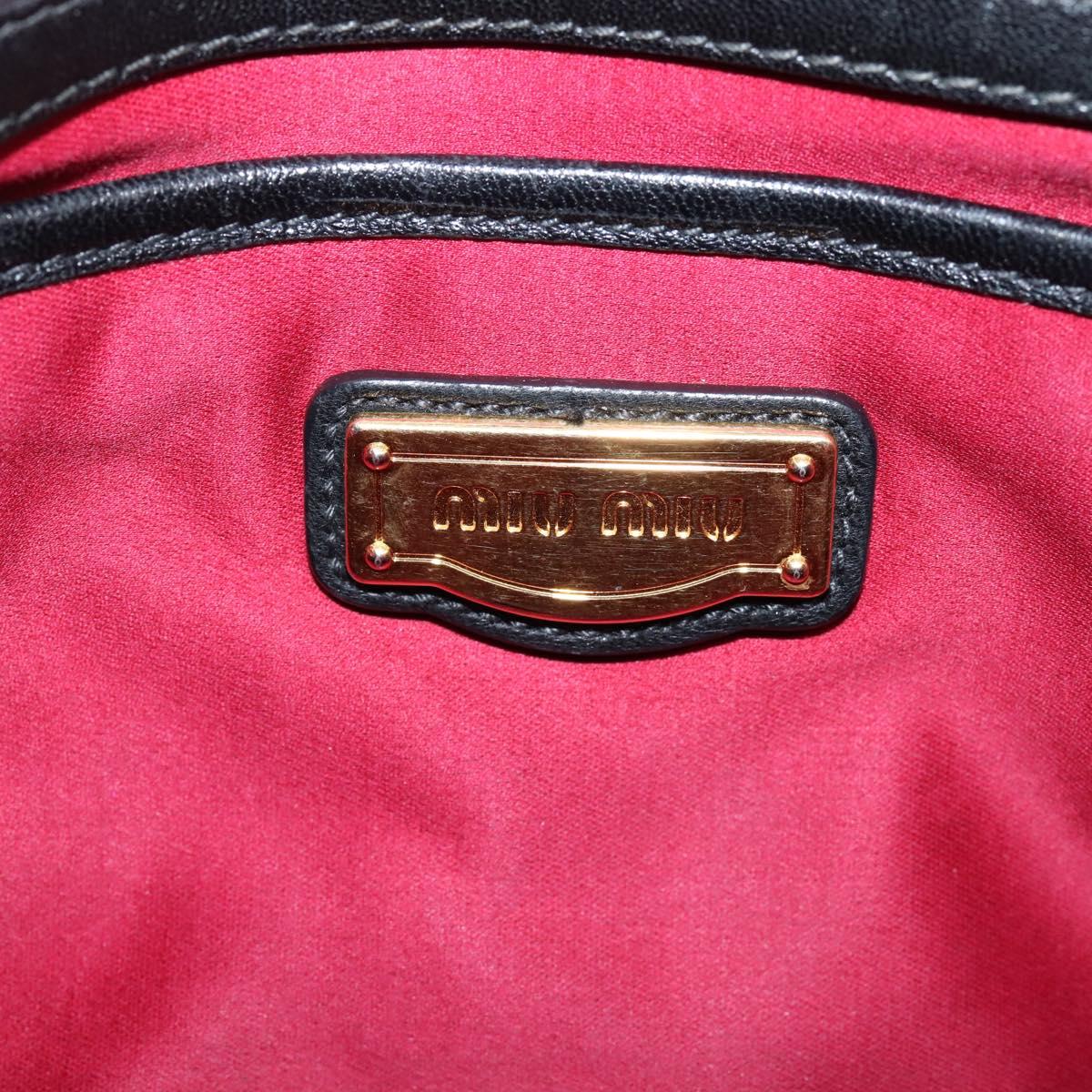 Miu Miu Matelasse Hand Bag Canvas 2way Black Gold Auth 208238A