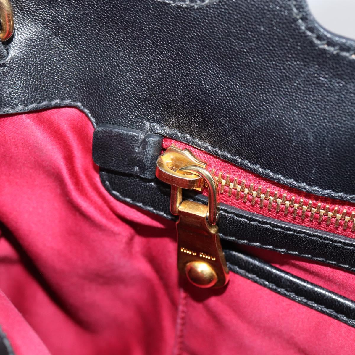 Miu Miu Matelasse Hand Bag Canvas 2way Black Gold Auth 208238A