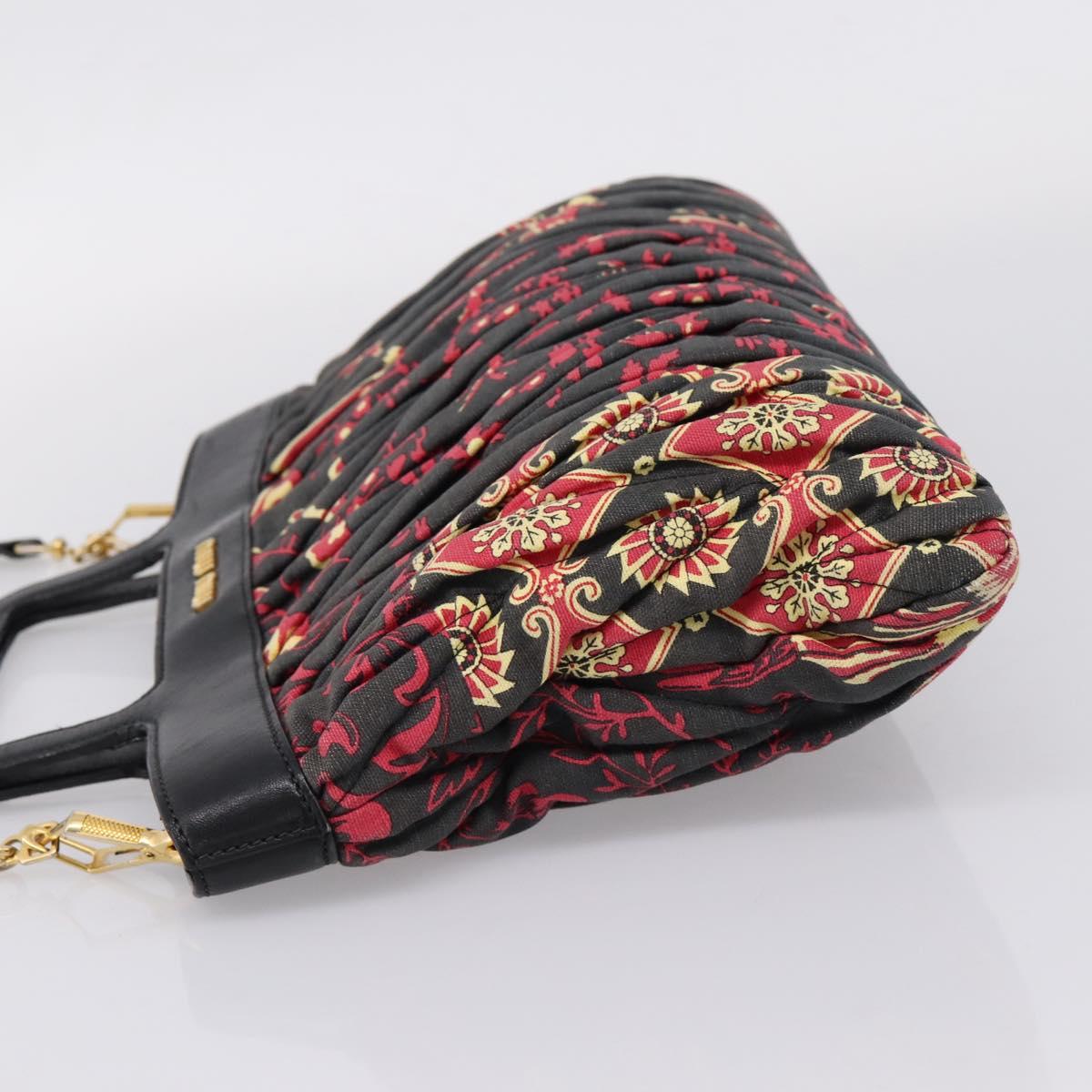 Miu Miu Matelasse Hand Bag Canvas 2way Black Gold Auth 208238A