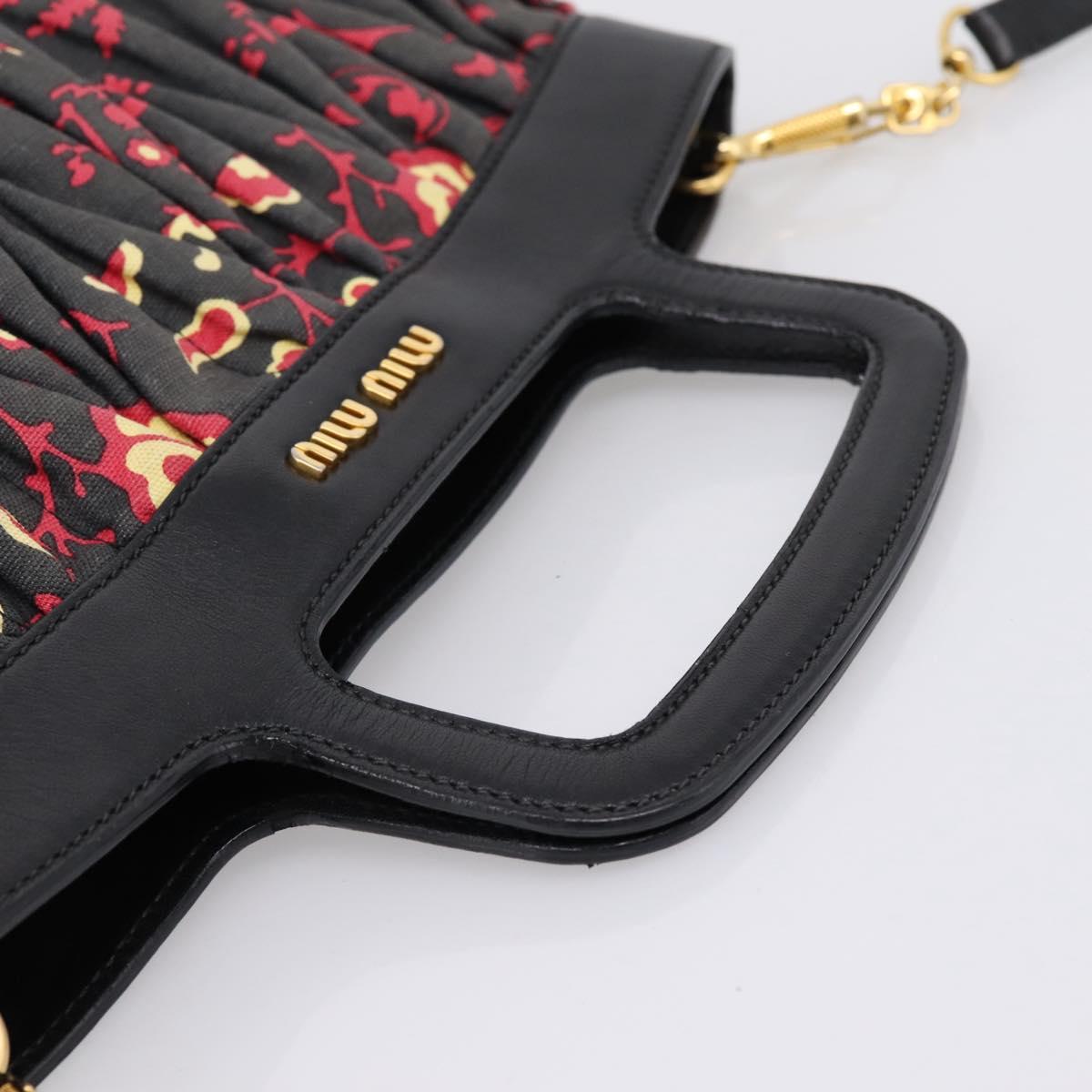 Miu Miu Matelasse Hand Bag Canvas 2way Black Gold Auth 208238A
