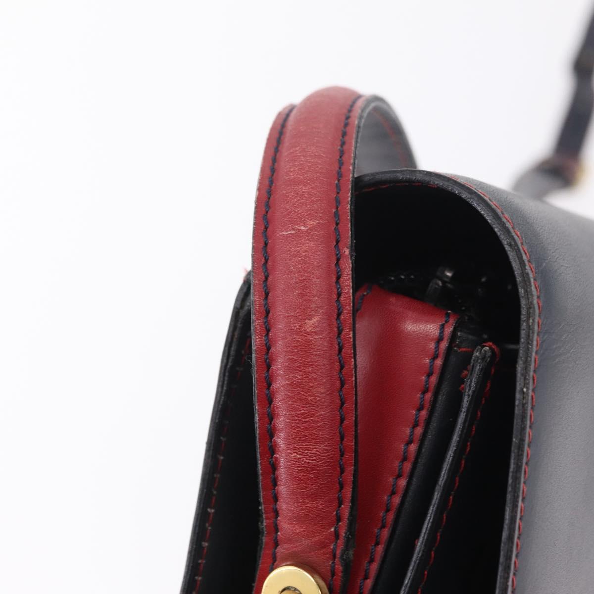 Bally Shoulder Bag Leather Navy Gold Auth 208240