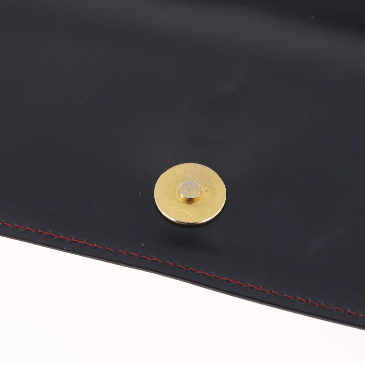 Bally Shoulder Bag Leather Navy Gold Auth 208240