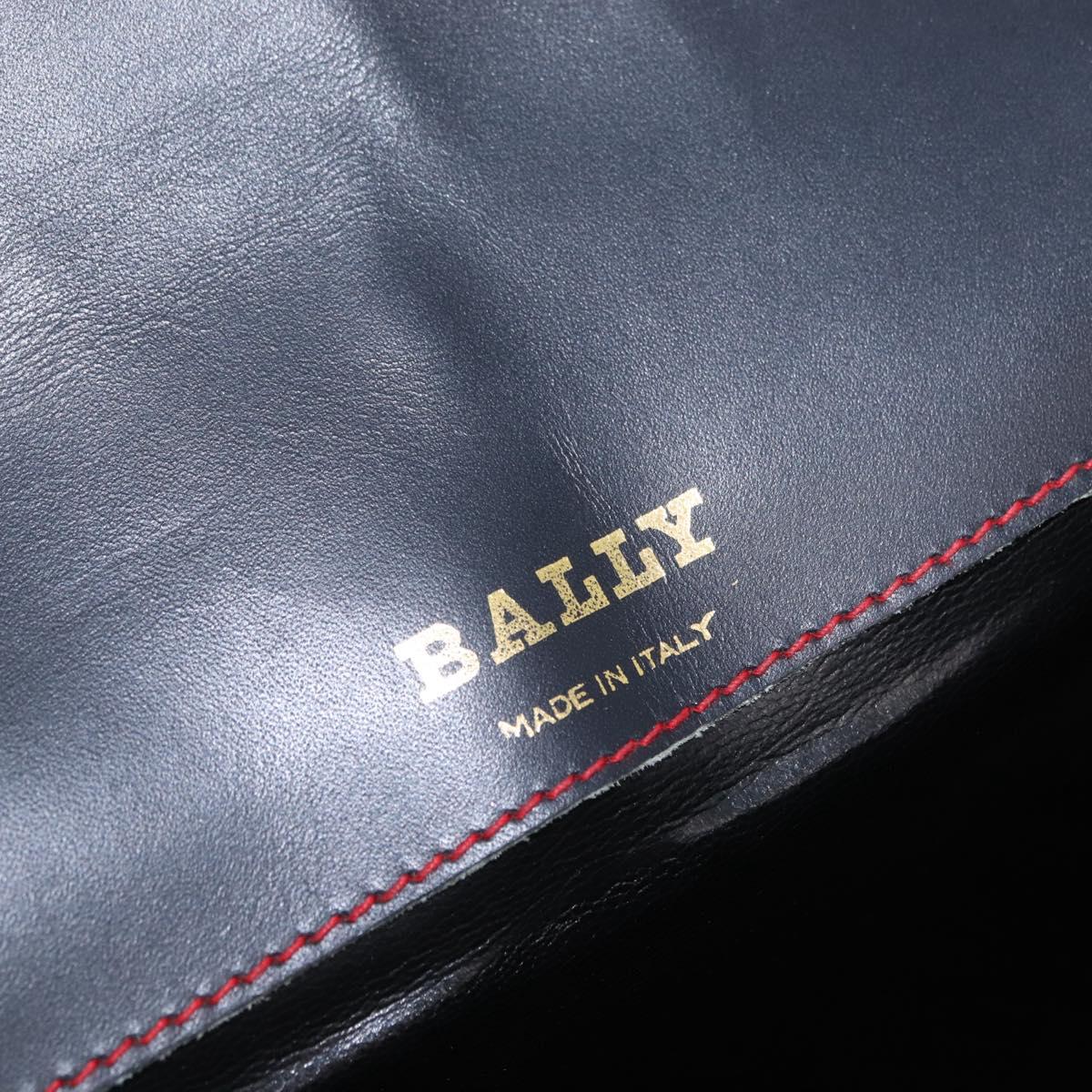 Bally Shoulder Bag Leather Navy Gold Auth 208240