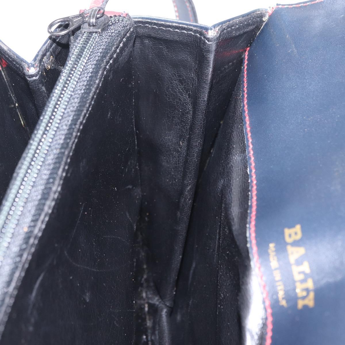 Bally Shoulder Bag Leather Navy Gold Auth 208240