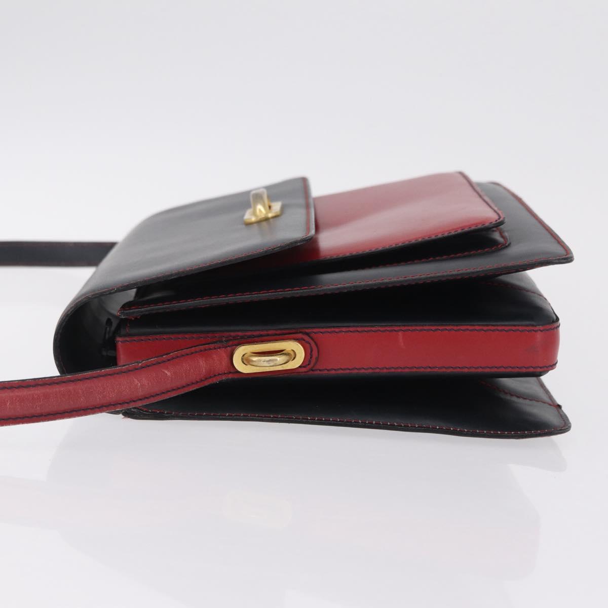 Bally Shoulder Bag Leather Navy Gold Auth 208240