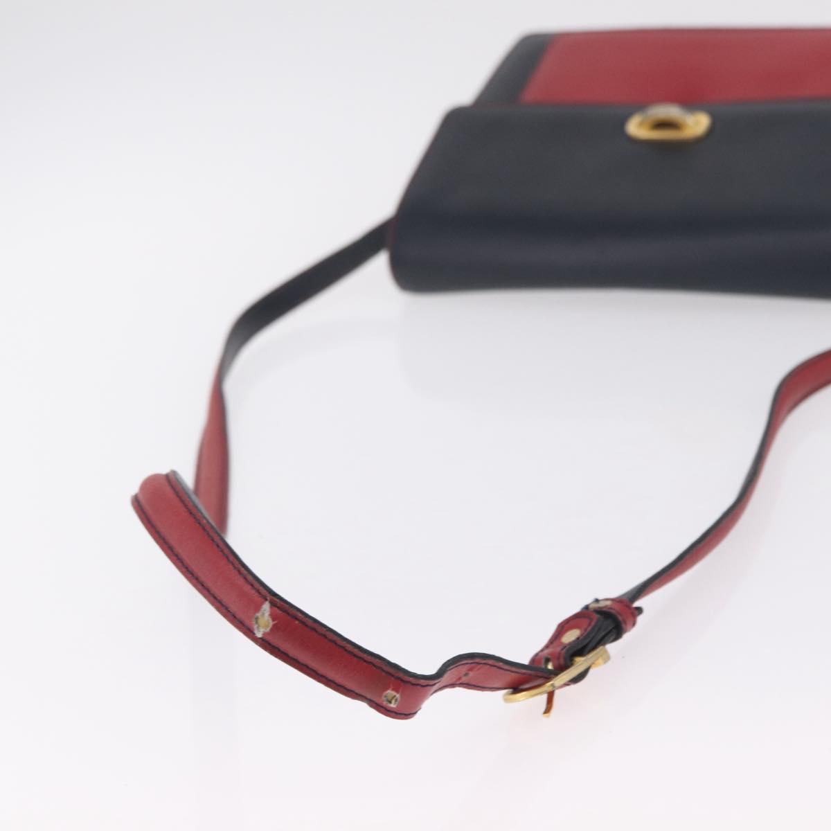Bally Shoulder Bag Leather Navy Gold Auth 208240