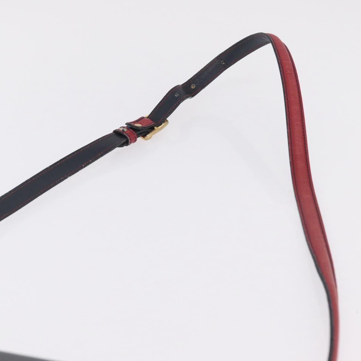 Bally Shoulder Bag Leather Navy Gold Auth 208240