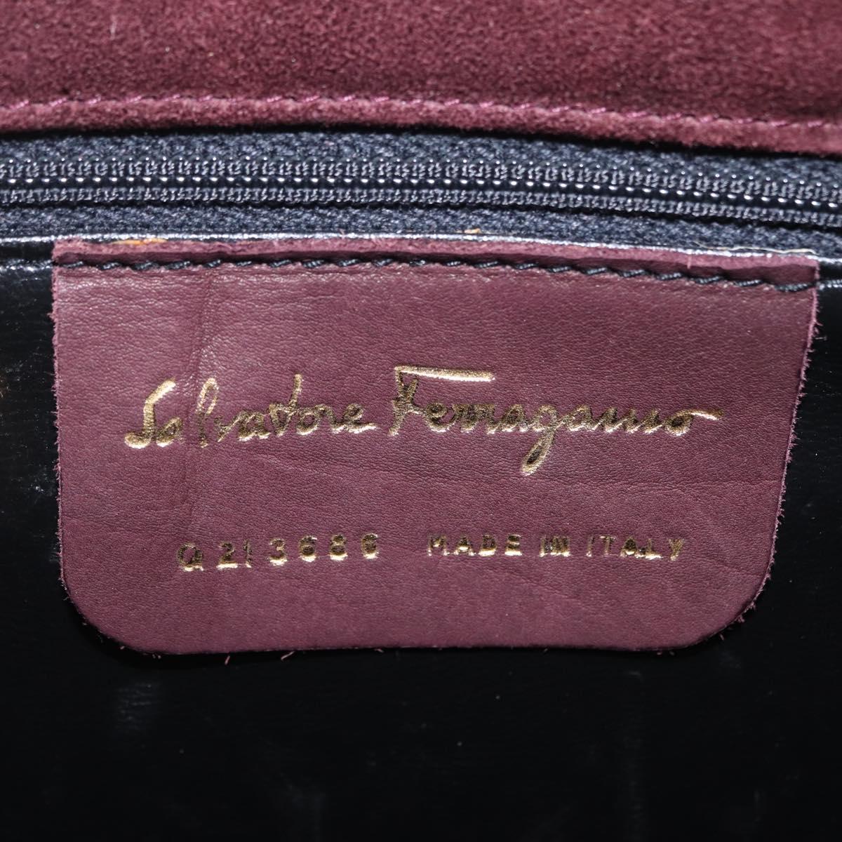 Salvatore Ferragamo Gancini Hand Bag Suede Beige Gold Auth 208241A