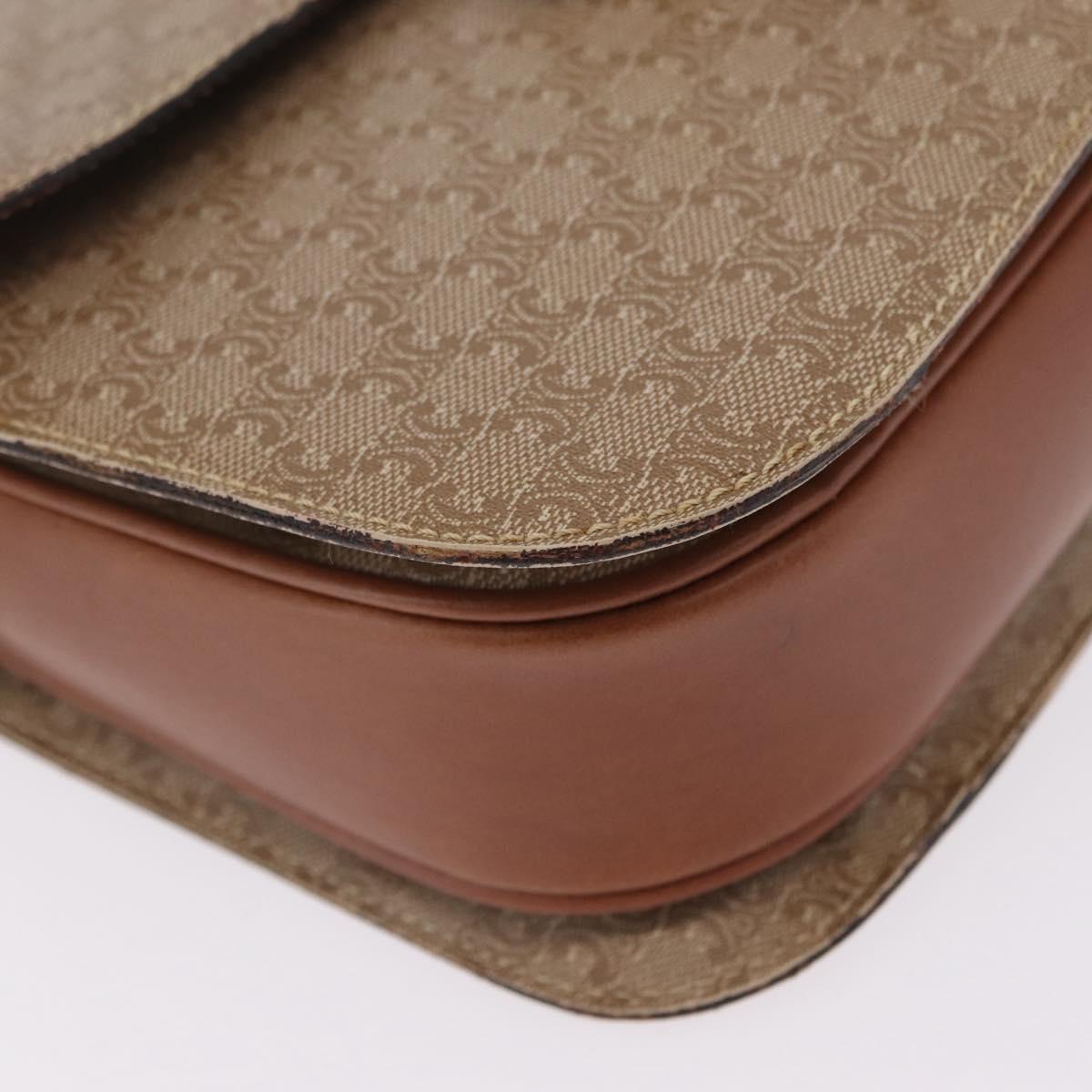 CELINE Macadam Canvas Shoulder Bag PVC Brown Gold Auth 208242