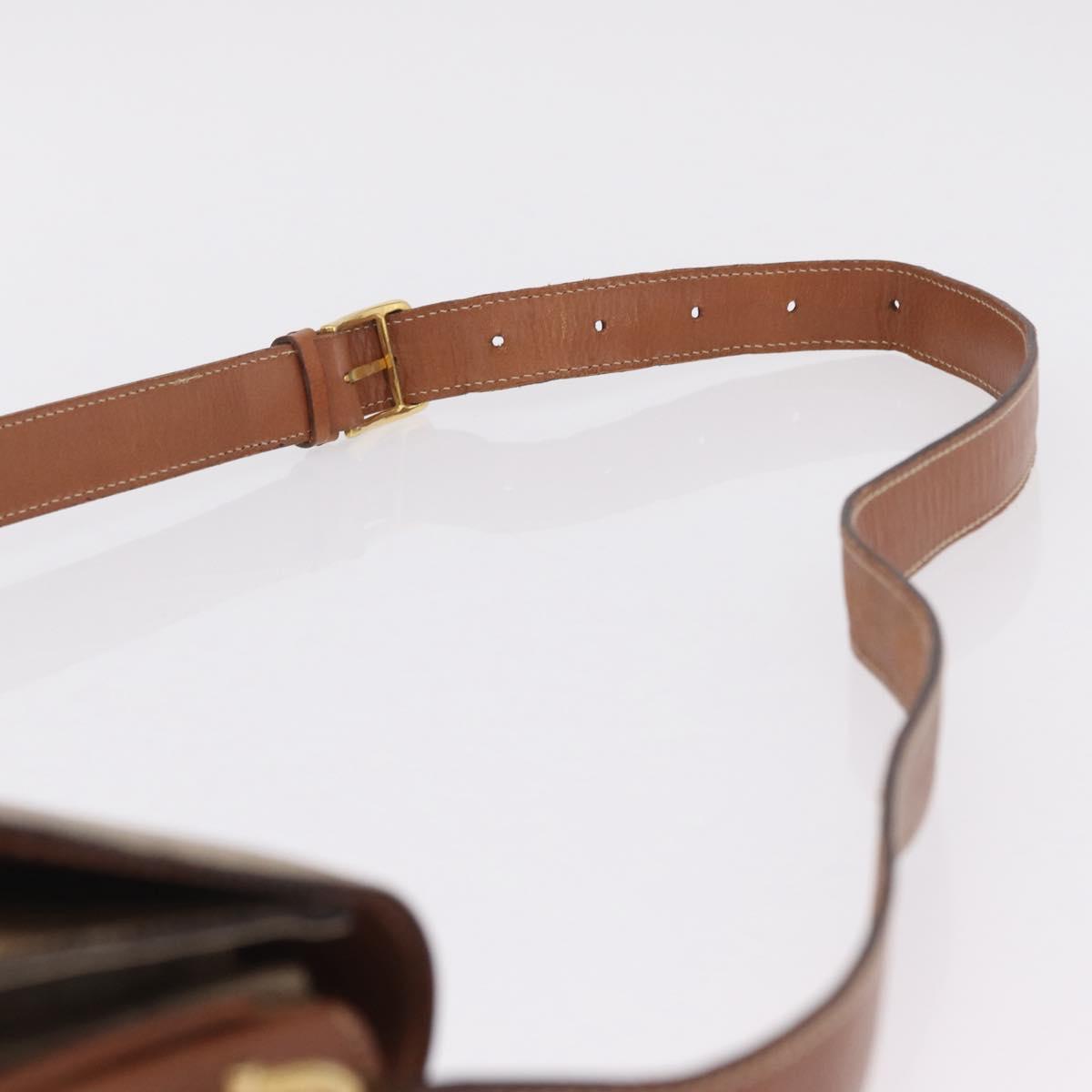 CELINE Macadam Canvas Shoulder Bag PVC Brown Gold Auth 208242