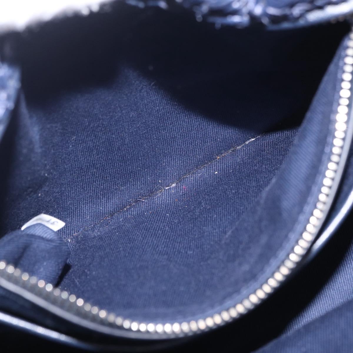 PRADA Hand Bag Raffia 2way Navy Silver Auth 208246