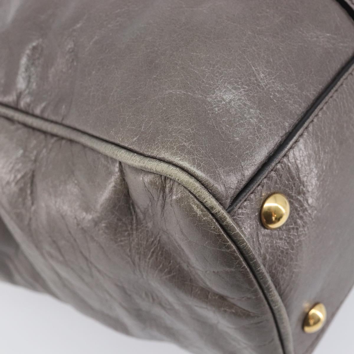 Miu Miu Hand Bag Leather 2way Gray Gold Auth 208248A