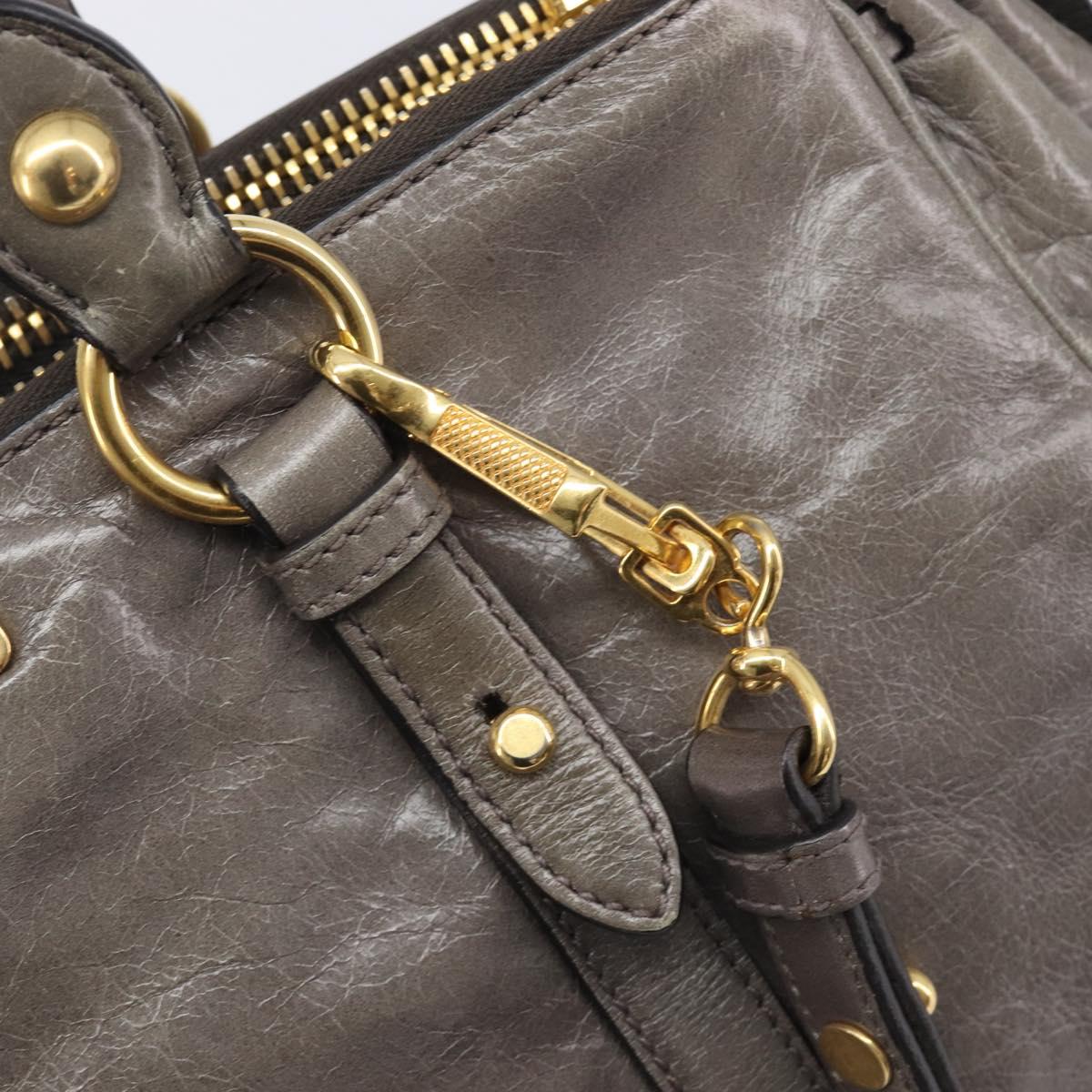 Miu Miu Hand Bag Leather 2way Gray Gold Auth 208248A