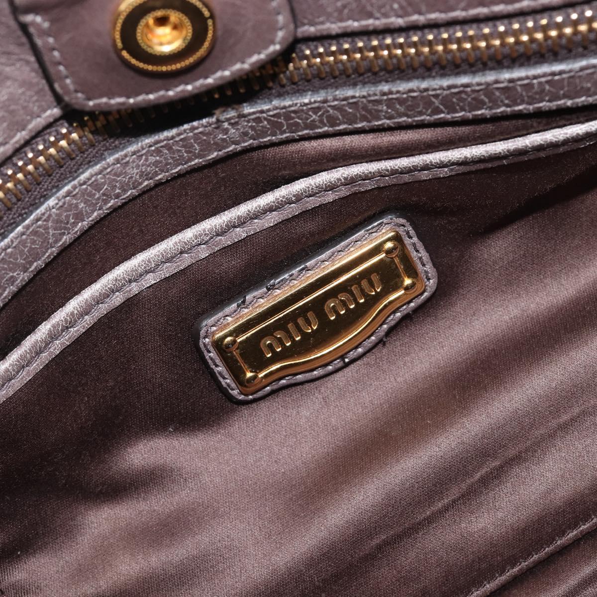 Miu Miu Hand Bag Leather 2way Gray Gold Auth 208248A