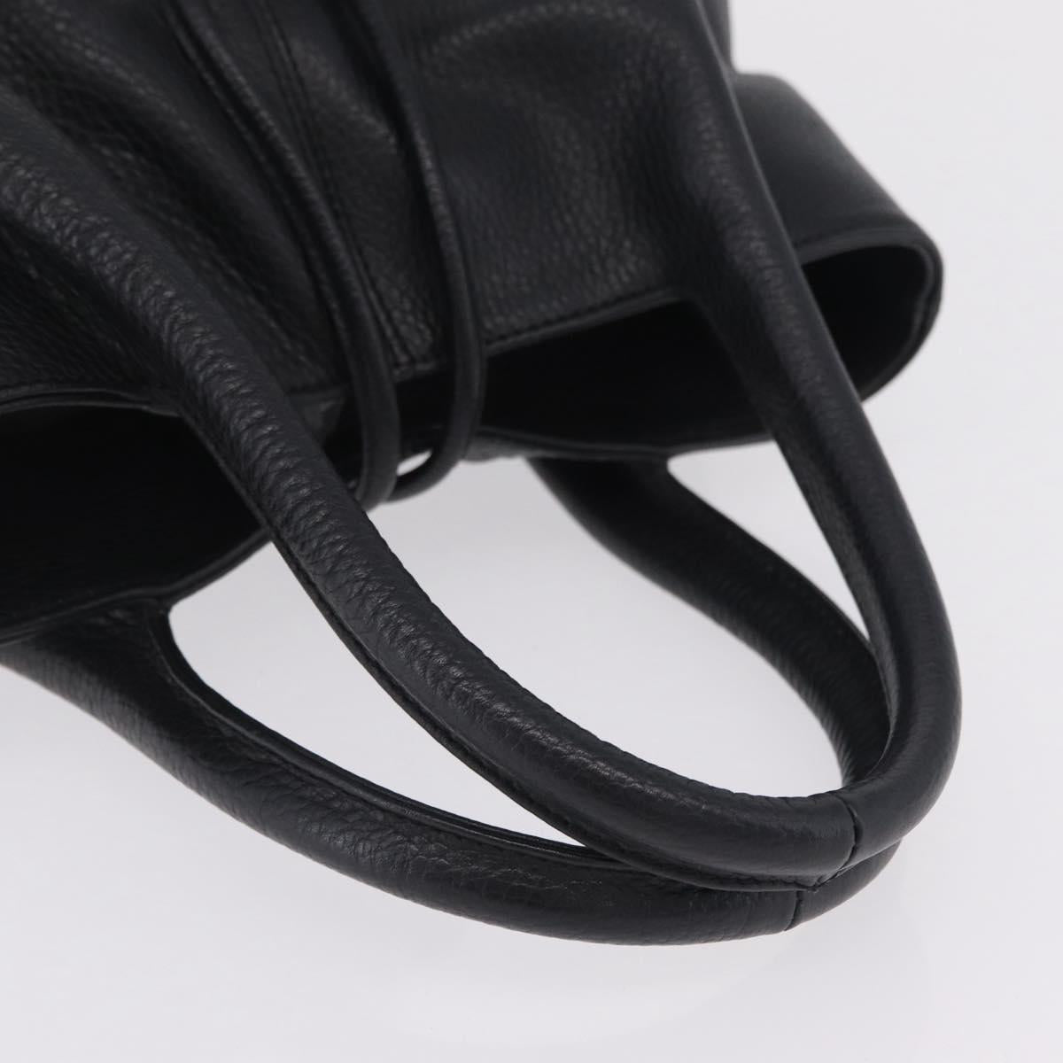 BURBERRY Hand Bag Leather Black Silver Auth 208256A