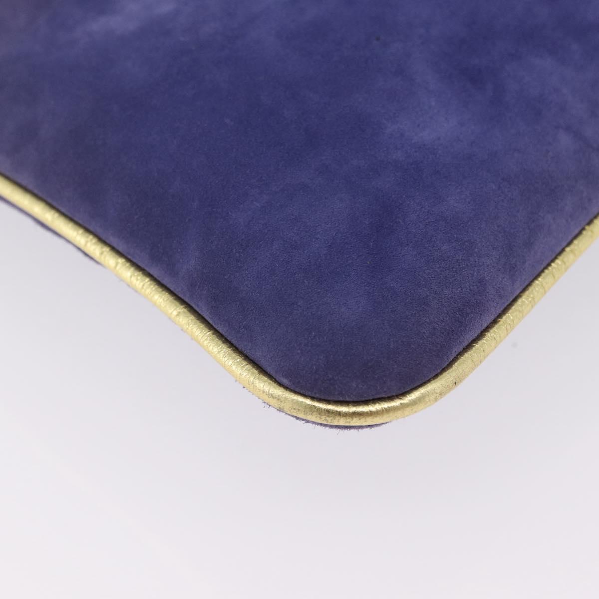 Salvatore Ferragamo Chain Shoulder Bag Suede Purple Gold Auth 208261A