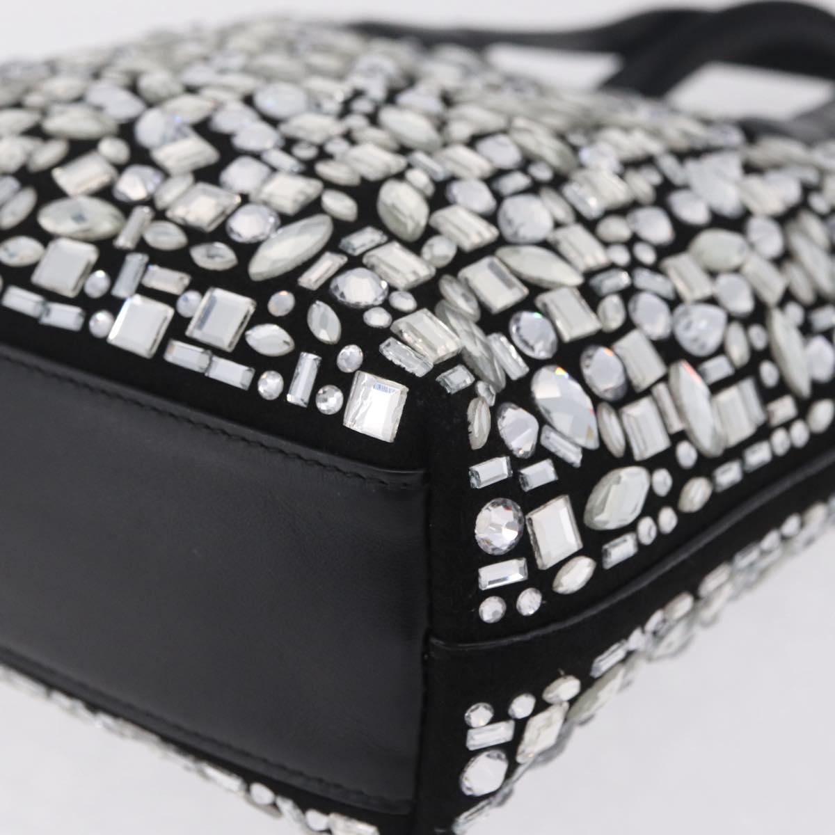 Salvatore Ferragamo Hand Bag Leather Black Silver Auth 208262A