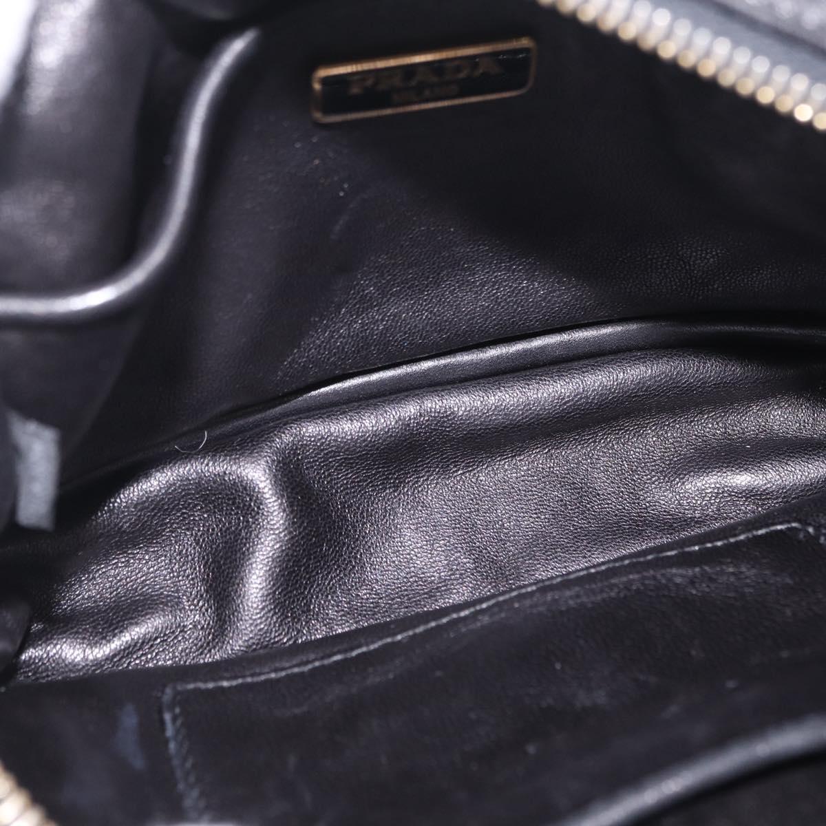 PRADA Ribbon Shoulder Bag Leather Black Pink Auth 208264A