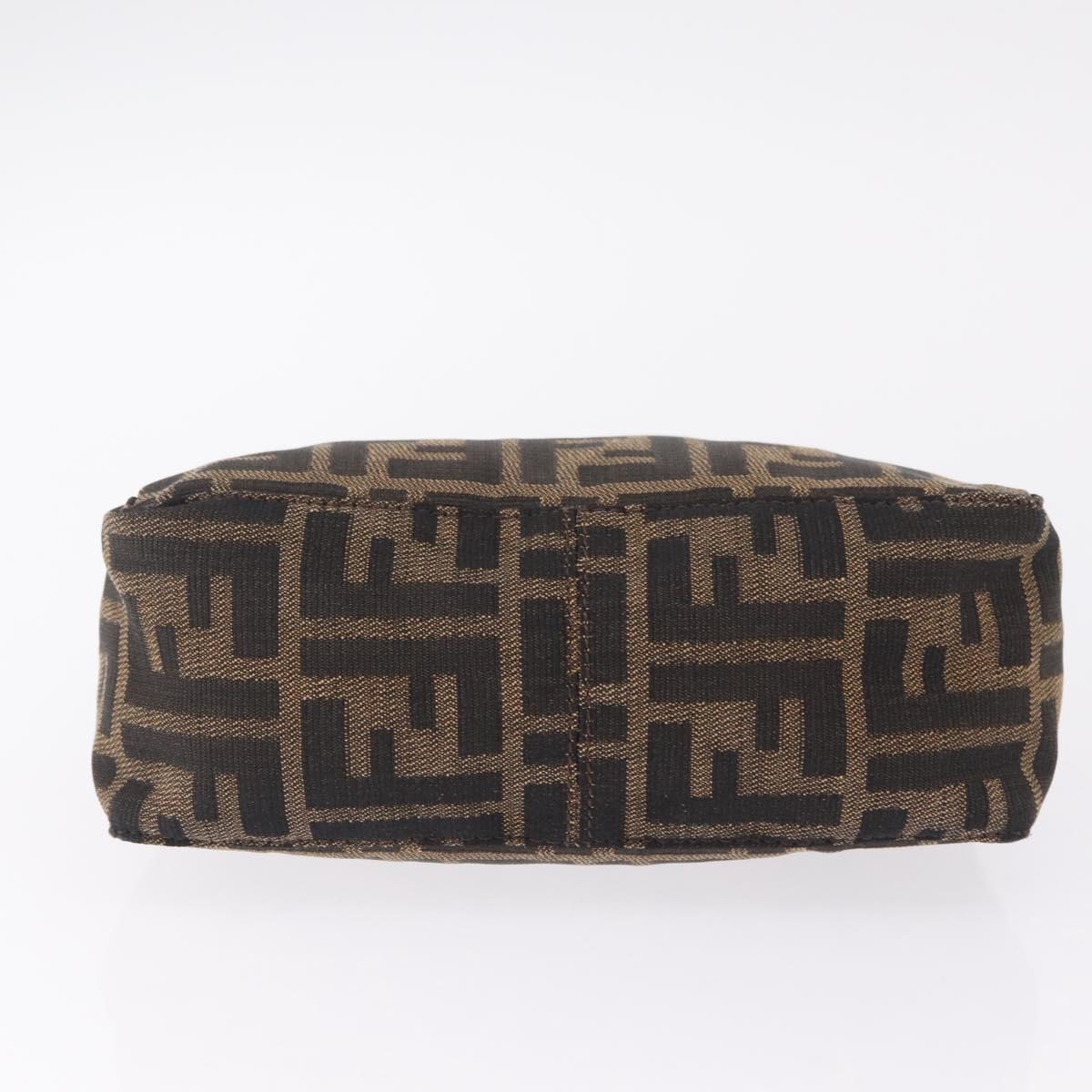 FENDI Zucca Canvas Hand Pouch Black Brown Auth 208269