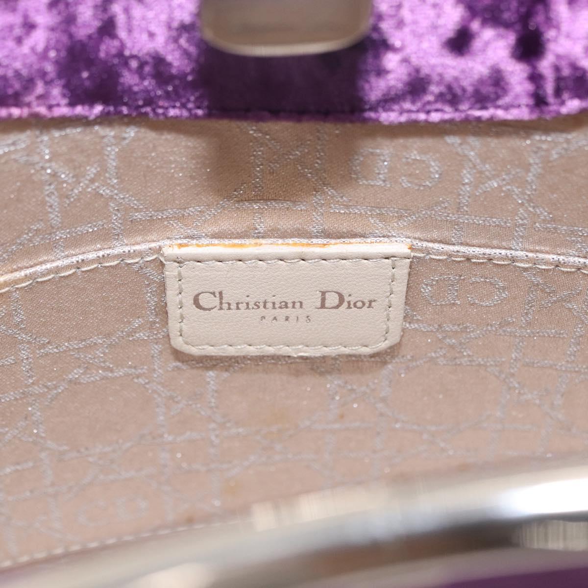 Christian Dior Hand Bag Velor Purple Silver Auth 208271A