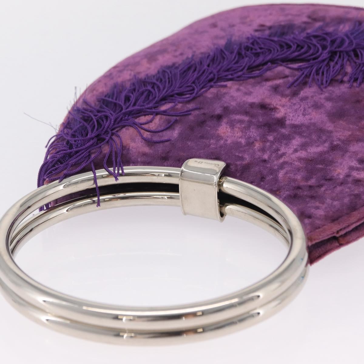 Christian Dior Hand Bag Velor Purple Silver Auth 208271A